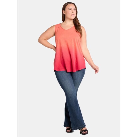 Terra & Sky Women’s Plus Size Twist Back Tank Top 4X 28W-30W raspberry ombre - Picture 1 of 4